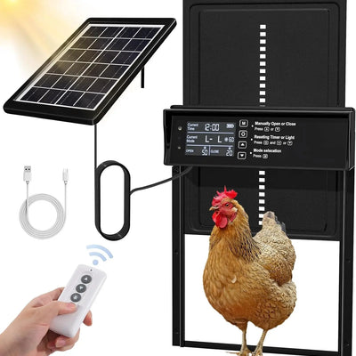 Puerta Solar Automática para Gallinero — Solar y USB con 4 Modos